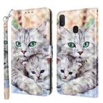 For Samsung Galaxy A10e / A20e 3D Painted Leather Phone Case(Two Loving Cats)