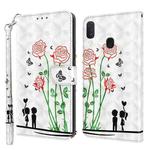 For Samsung Galaxy A10e / A20e 3D Painted Leather Phone Case(Couple Rose)