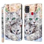 For Samsung Galaxy A21s 3D Painted Leather Phone Case(Two Loving Cats)