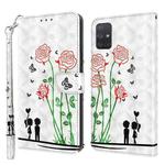 For Samsung Galaxy A51 4G 3D Painted Leather Phone Case(Couple Rose)