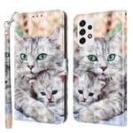 For Samsung Galaxy A33 5G 3D Painted Leather Phone Case(Two Loving Cats)