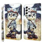 For Samsung Galaxy A52 5G / A52s 3D Painted Leather Phone Case(Naughty Cat)