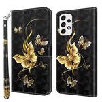 For Samsung Galaxy A52 5G / A52s 3D Painted Leather Phone Case(Golden Swallow Butterfly)