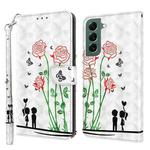 For Samsung Galaxy S21 FE 5G 3D Painted Leather Phone Case(Couple Rose)