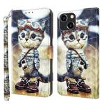 For iPhone 13 mini 3D Painted Leather Phone Case (Naughty Cat)
