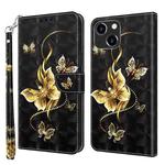 For iPhone 13 mini 3D Painted Leather Phone Case (Golden Swallow Butterfly)