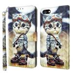 For iPhone SE 2022 / SE 2020 / 8 / 7 3D Painted Leather Phone Case(Naughty Cat)