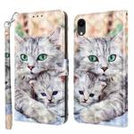 For iPhone XR 3D Painted Leather Phone Case(Two Loving Cats)