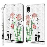For iPhone XR 3D Painted Leather Phone Case(Couple Rose)