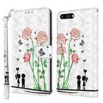 3D Painted Leather Phone Case For iPhone 8 Plus / 7 Plus(Couple Rose)