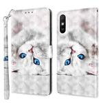 For Xiaomi Redmi 9A 3D Painted Leather Phone Case(Reflection White Cat)