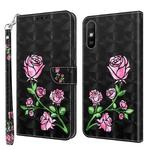 For Xiaomi Redmi 9A 3D Painted Leather Phone Case(Rose)