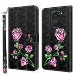 For Xiaomi Redmi Note 9 / 10X 4G 3D Painted Leather Phone Case(Rose)