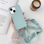 For iPhone 14 Elastic Silicone Lanyard Case (Sky Blue)