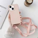For iPhone 14 Elastic Silicone Lanyard Case (Pink)