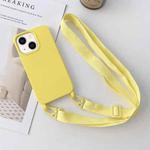 For iPhone 14 Plus Elastic Silicone Lanyard Case (Yellow)