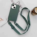 For iPhone 14 Plus Elastic Silicone Lanyard Case (Dark Green)