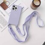 For iPhone 14 Pro Elastic Silicone Lanyard Case(Purple)