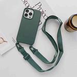 For iPhone 14 Pro Elastic Silicone Lanyard Case(Dark Green)