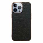 For iPhone 13 Pro Max Genuine Leather Ostrich Texture Nano Case (Black)