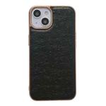 For iPhone 14 Plus Genuine Leather Ostrich Texture Nano Case (Black)