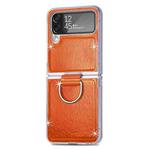 For Samsung Galaxy Z Flip4 Laser Skin Color Changing PC Phone Case with Ring(Orange)