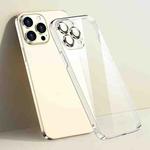 For iPhone 14 Glass Lens Film Clear PC Phone Case (Gold)
