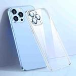 For iPhone 14 Glass Lens Film Clear PC Phone Case (Blue)