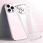 For iPhone 14 Pro Max Glass Lens Film Clear PC Phone Case (Pink)