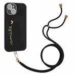 Gilding Line TPU Phone Case with Strap For iPhone 14 (Black)