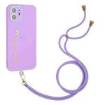 For iPhone 12 Gilding Line TPU Phone Case with Strap (Light Purple)