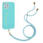 Gilding Line TPU Phone Case with Strap For iPhone 12 Pro (Light Blue)