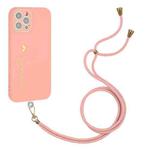 Gilding Line TPU Phone Case with Strap For iPhone 12 Pro Max (Pink)