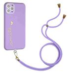 For iPhone 11 Pro Gilding Line TPU Phone Casewith Strap  (Light Purple)