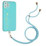 For iPhone 11 Pro Gilding Line TPU Phone Casewith Strap  (Light Blue)