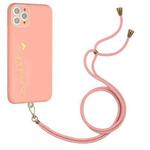 For iPhone 11 Pro Max Gilding Line TPU Phone Case with Strap  (Pink)