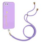 For iPhone SE 2022 / SE 2020 / 7 / 8 Gilding Line TPU Phone Case with Strap (Light Purple)