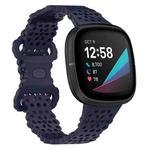 For Fitbit Versa 4 / 3 / Sense 1 / 2 Lace Hollowed Silicone Watch Band(Dark Blue)