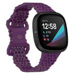 For Fitbit Versa 4 / 3 / Sense 1 / 2 Lace Hollowed Silicone Watch Band(Dark Purple)