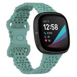 For Fitbit Versa 4 / 3 / Sense 1 / 2 Lace Hollowed Silicone Watch Band(Pine Needle Green)