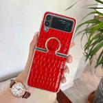 For Samsung Galaxy Z Flip4 Crocodile Pattern+TPU Phone Case with Ring(Red)