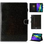 For iPad Pro 11 inch 2020 Glitter Left and Right Flat Leather Tablet Case with Sleep Function & Card Slot & Buckle Anti-skid Strip and Bracket(Black)