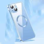 For iPhone 14 Frameless Glass CD MagSafe Case (Sierra Blue)