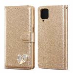 For Samsung Galaxy A12 Glitter Powder Love Leather Phone Case(Gold)