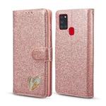 For Samsung Galaxy A21S Glitter Powder Love Leather Phone Case(Pink)