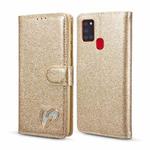 For Samsung Galaxy A21S Glitter Powder Love Leather Phone Case(Gold)