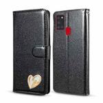 For Samsung Galaxy A21S Glitter Powder Love Leather Phone Case(Black)