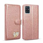 For Samsung Galaxy A51 Glitter Powder Love Leather Phone Case(Pink)