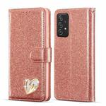 For Samsung Galaxy A52 5G Glitter Powder Love Leather Phone Case(Pink)