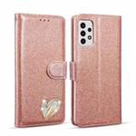 For Samsung Galaxy A53 Glitter Powder Love Leather Phone Case(Pink)